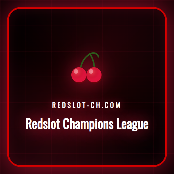 Ein beleuchtetes Fussballstadion für ein Champions League Spiel mit Redslot-Logo.