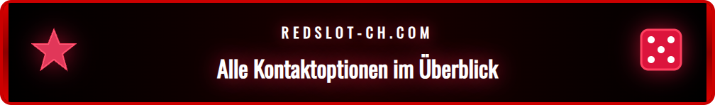 Symbole für E-Mail, Telefon und Live-Chat als Redslot Kontaktoptionen.